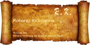 Rohony Krizanta névjegykártya
